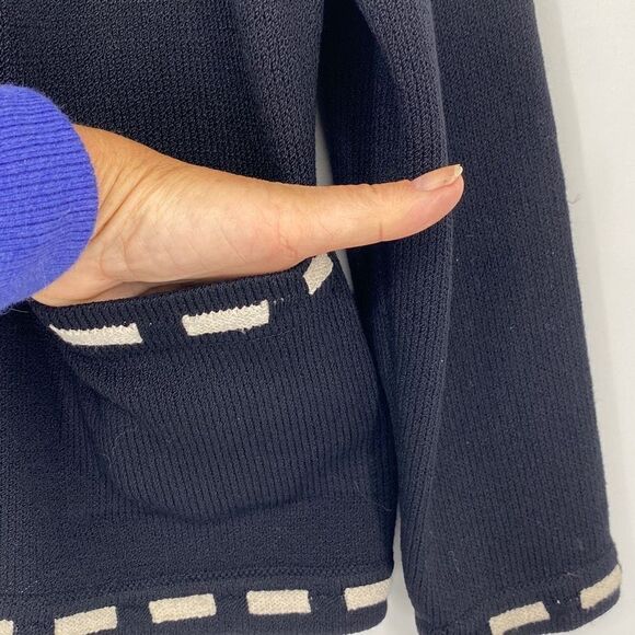 ST JOHN Collection By Marie Gray Santana Knit Zip -Up Cardigan Jacket Pockets Bl - Picture 9 of 15